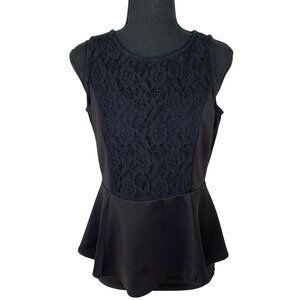 Black Satin Lace Sleeveless Fitted Top
